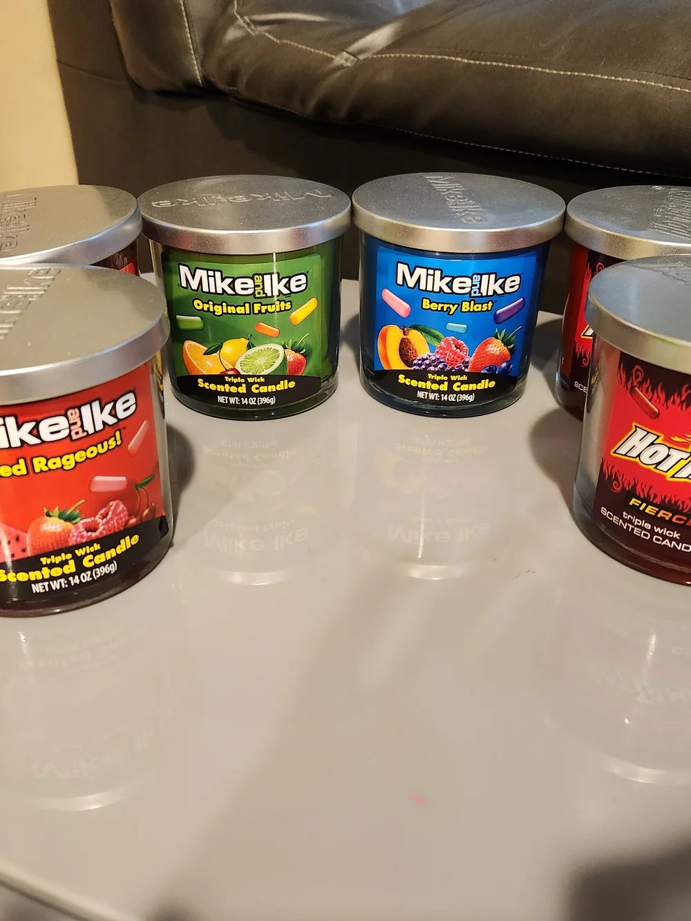 6 New Mike and Ike Scented Candle - Assorted Fruit Scents (Red, Green, Blue 14oz
